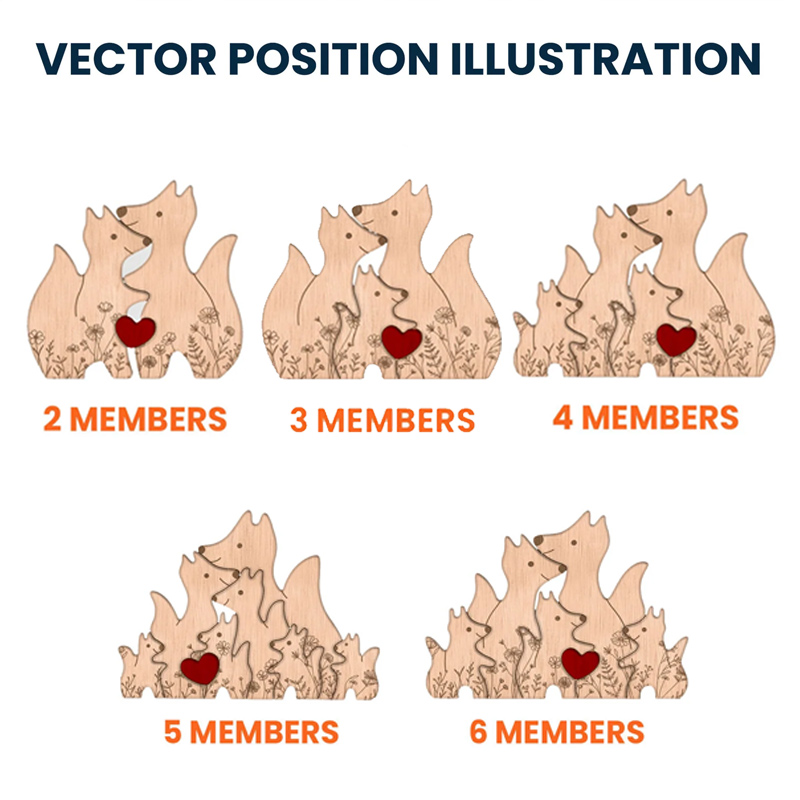 Personalized Wooden Fox Family Puzzle Engraved Name Puzzle for Family 2-9 Family Name Gift Gift for Mum New Dad Anniversary Gifts