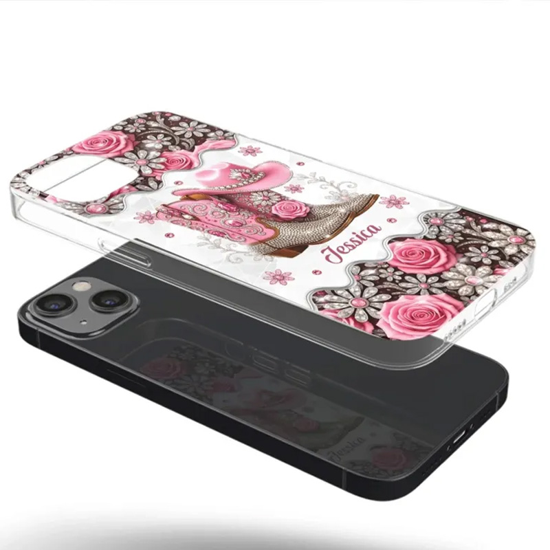 Personalized Cowgirl Gifts Bling Boots Babe Phone Case with Name Horse Racing Birthday Gift for Riding Lovers Equestrian Lovers Unique Style Phone Cases
