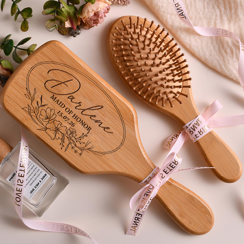 Personalized Bridesmaid Floral Wreath Hair Brushes Wedding Party Gift Hair Comb Bride Bachelorette Party Gift