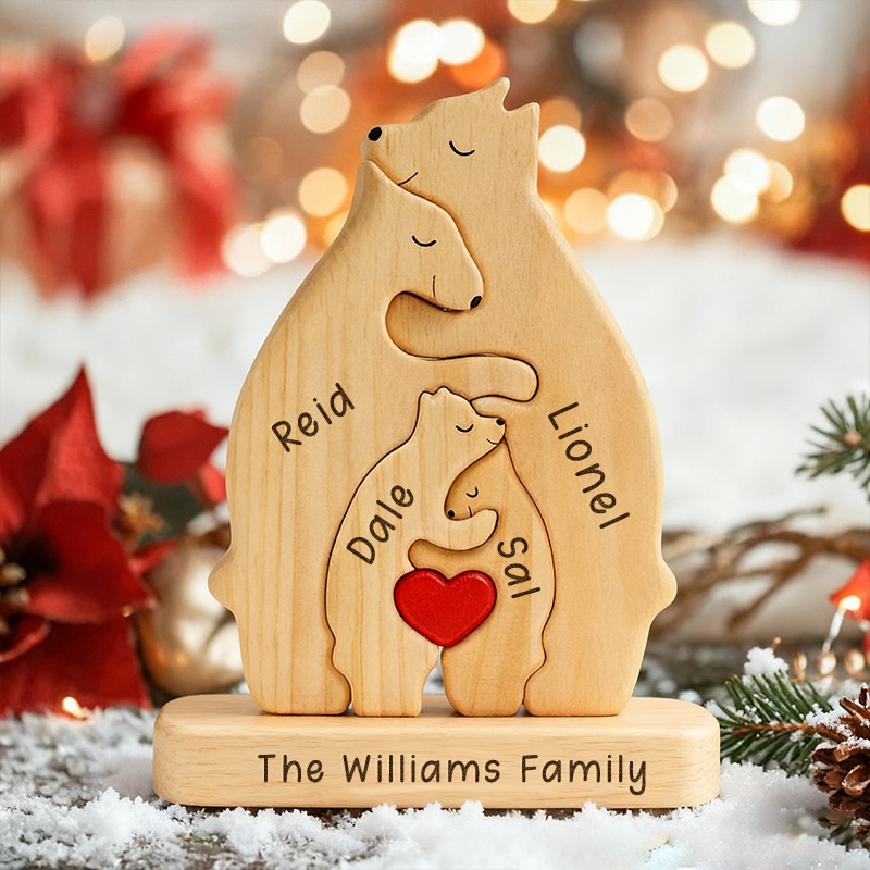 Personalized Wooden Bear Family Puzzle Mothers Day Gift Family Christmas Gift Keepsake Family Ornament Gift for Parents Gift for Mum Housewarming Gift