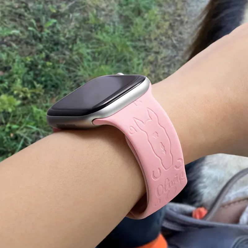 Personalized Engraved  Horse Face Silhouette Avatar Silicone Multicolor Watch Band for Equestrian Riding Lovers