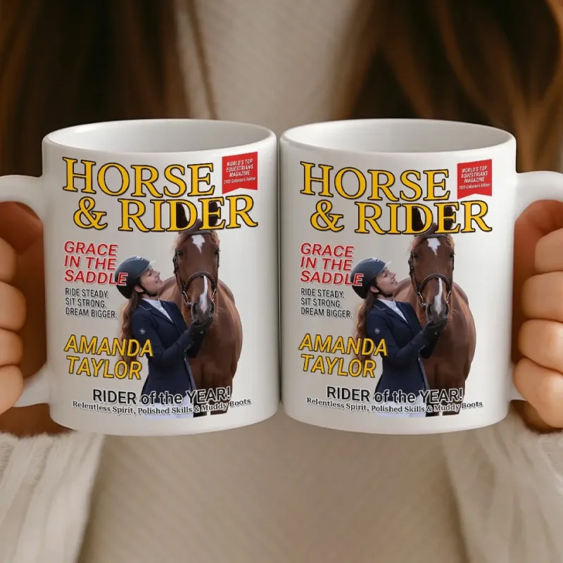 Personalized Custom Photo Magazine Mug Equestrian Mug Gifts Coffee Cup Bicycle Tea Cup Riding Ceramic Mug Gift for Riding Lovers Equestrian Lovers