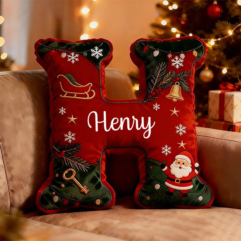 Personalized Christmas Letter Pillow Graphic 3D Print Custom Name Festive Holiday Decor Cushion with Seasonal Designs Perfect Gift for Family