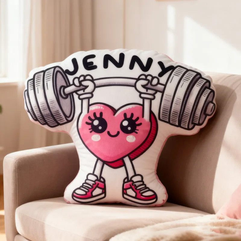Personalized Fitness Heart Pillow Graphic 3D Print Trainer Fitness Planner Decoration Letter Pillow Exercise Sport Gym Sublimation Design Lift Heavy Shit Gym Rat Weightlifting Pillow for Kids Gym Lovers