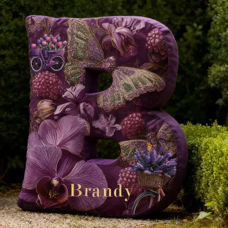 Personalized Butterfly Floral Bicycle Letter Pillow Custom Name Festive Decor with Bicycle French Countryside Gifts for Family Graphic 3D Print Cycling Riding Lovers