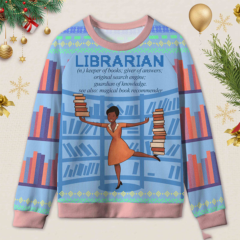 Personalized Book Lover's Dream Job Ugly Sweater Holiday Gift for Librarians