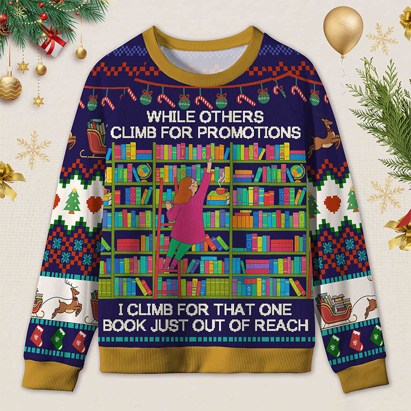 Personalized Book Passion Ugly Sweater Office Holiday Party Gift for Librarians