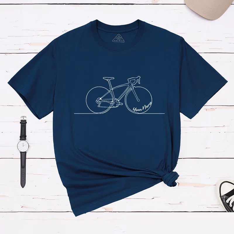 Personalized Minimalist Bicycle T-Shirt with Elegant Line Art for Outdoor Adventures Riding Cycling Biking Enthusiasts