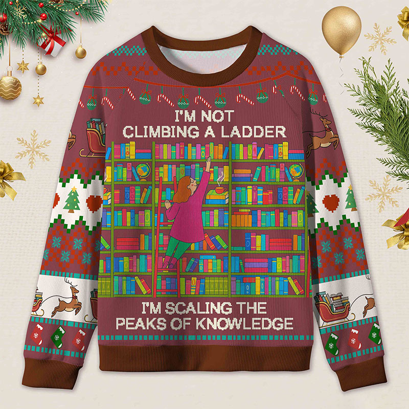 Personalized Knowledge Explorer Ugly Sweater Office Holiday Party Gift for Librarians