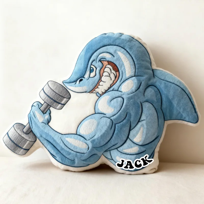 Personalized Workout Shark Pillow Graphic 3D Print Trainer Fitness Planner Decoration Letter Pillow Exercise Sport Gym Sublimation Design Lift Heavy Shit Gym Rat Weightlifting Pillow for Kids Gym Lovers