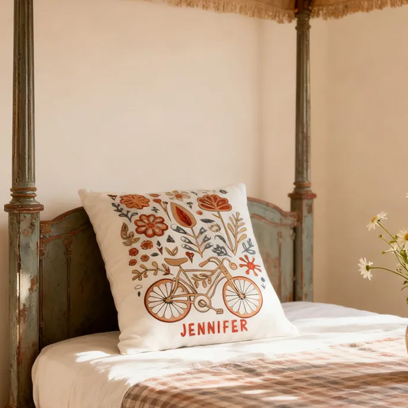 Personalised Flower Bycicle Lover Bike Cushion Pillow for Biker Cycling Riding Lovers