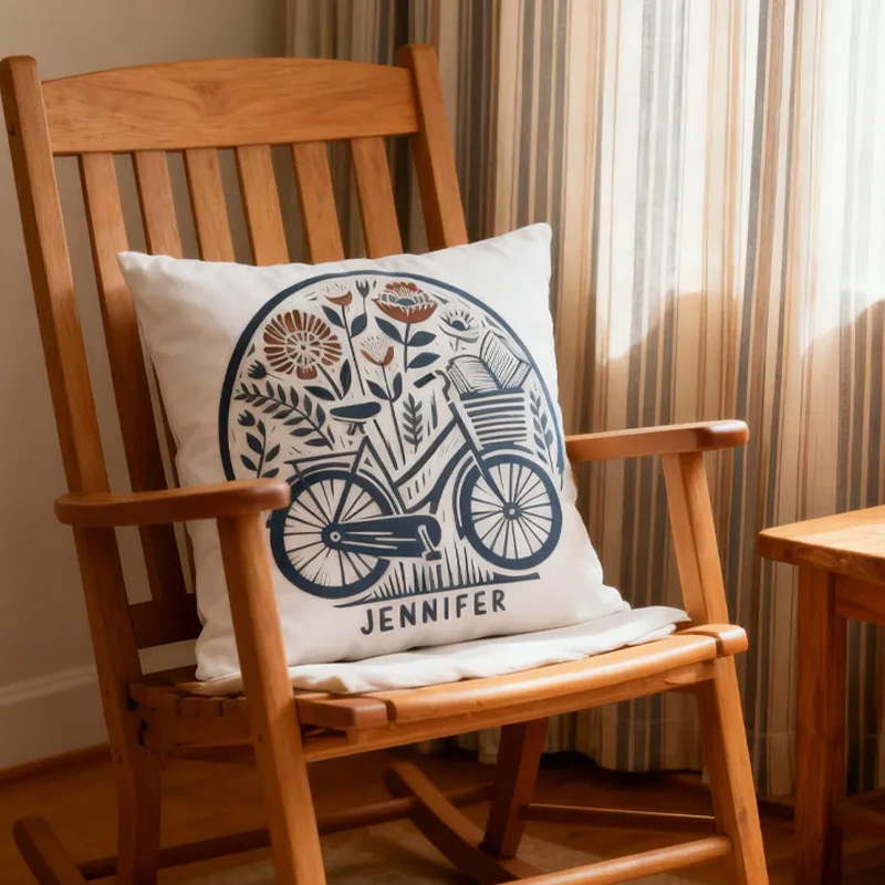 Personalised Floral Book Lover Bike Cushion Pillow for Biker Cycling Riding Lovers