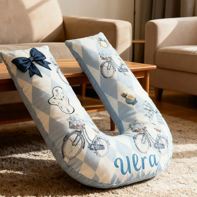 Personalized Cycling Dream Letter Pillow Graphic 3D Print Bow Letter Pillow Name Pillow Comfortable Travel Cushion for Riders Riding Lovers