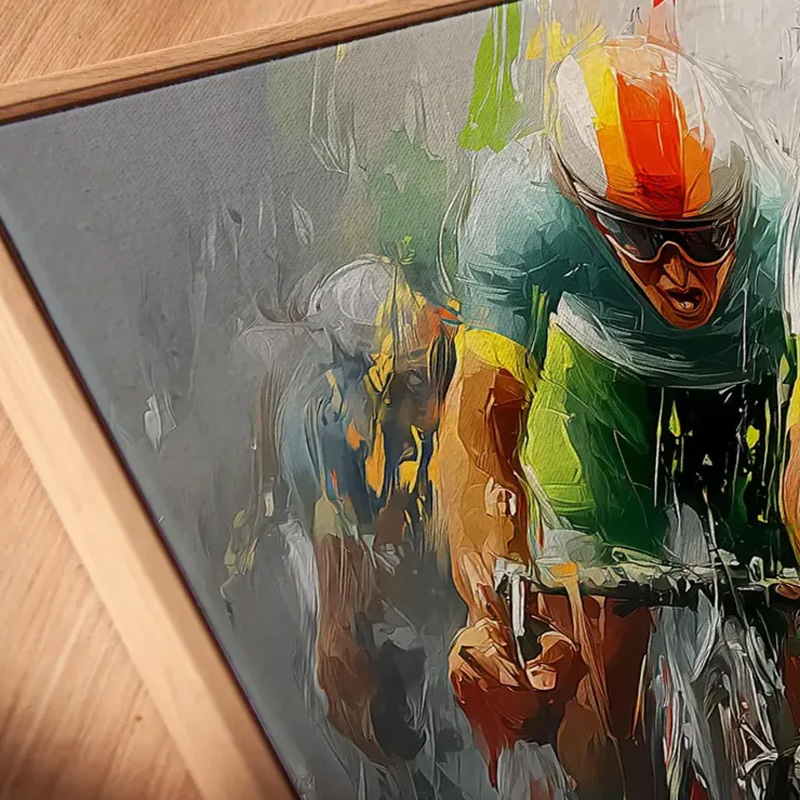 Personalized Photo Cycling Portrait Abstract Sport Wall Decor Painting Cyclist Gift Idea Cycling Present