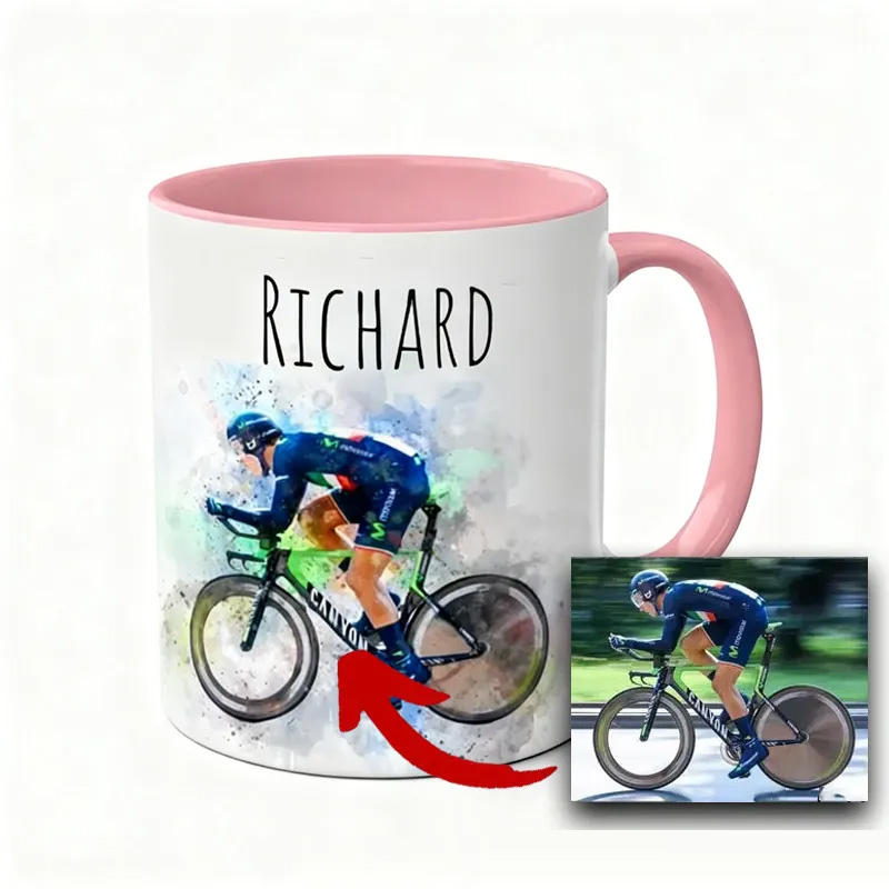 Personalized Custom Photo and Name Cycling Coffee Mug Bicycle Lover Mug Cyclist Gift Mountain Biker Gift Cycling Gift Bike Gift Bicyclist Mug