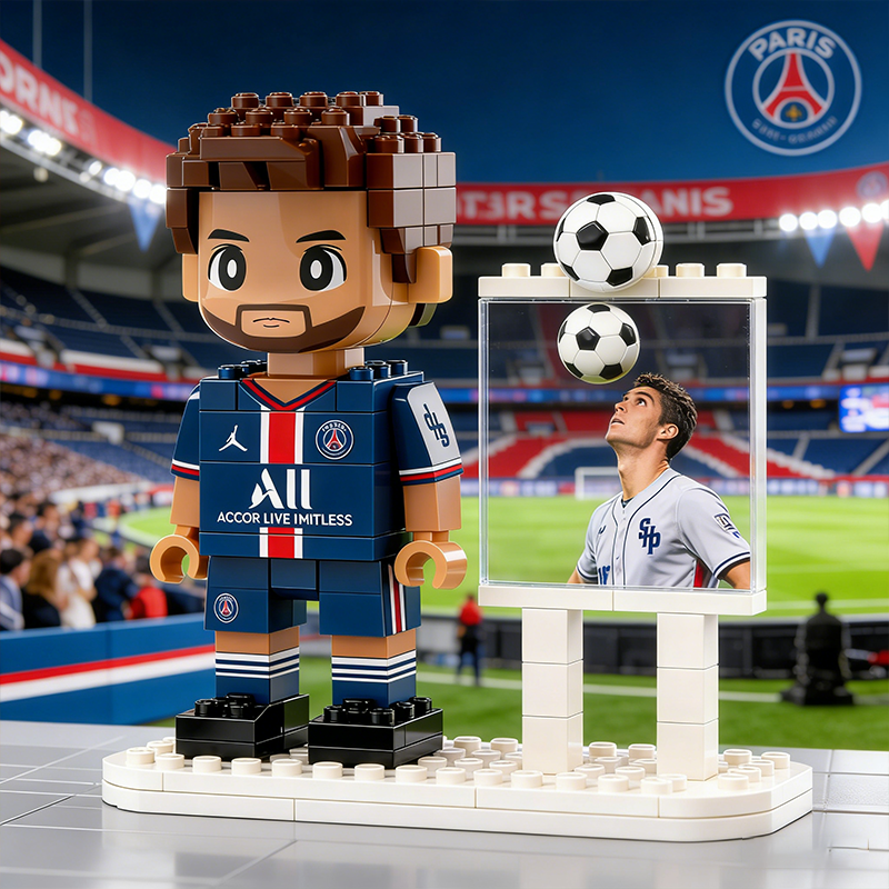 Personalized Custom Soccer Player Brick Figure & Photo Display Set – Personalized Football Fan Collectible