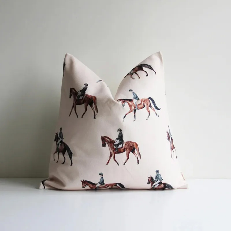 Personalized Horse Riding Farmhouse Equestrian Throw Pillow Bedroom Throw Cushion for Riding Lovers Equestrian Lovers