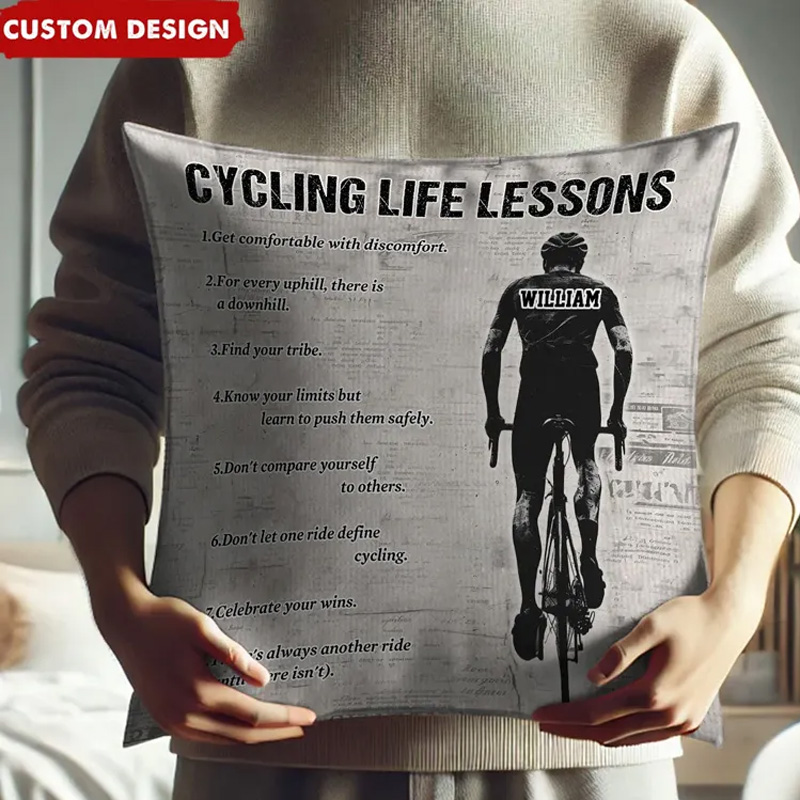 Personalized Cycling Life Lessons Pillow Gift for Cycling Lovers
