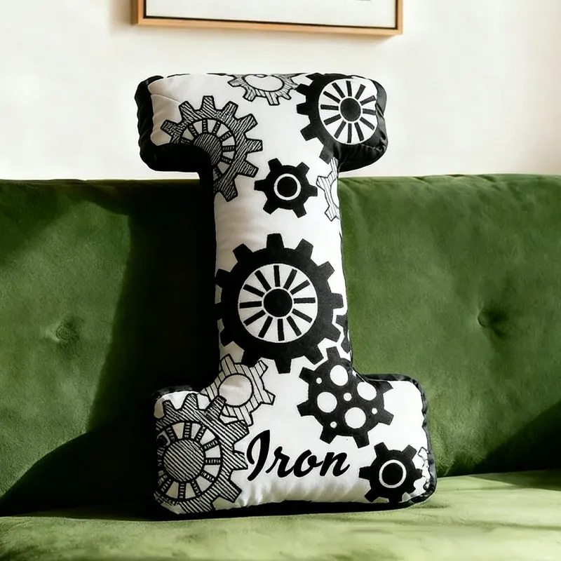 Personalized Cycling Gear Letter Pillow Graphic 3D Print Funny Letter Pillow Black And White Name Pillow Comfortable Travel Cushion for Riders Riding Lovers
