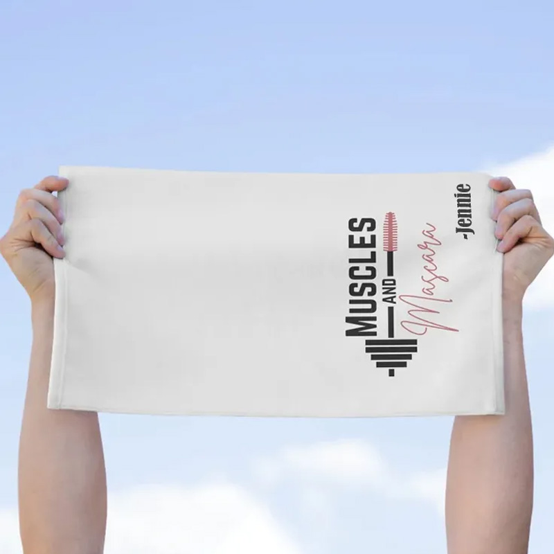 Personalized Gym Hand Towel with Muscles and Mascara and Custom Name Perfect for Fitness Enthusiasts Bodybuilders and Gym Lovers