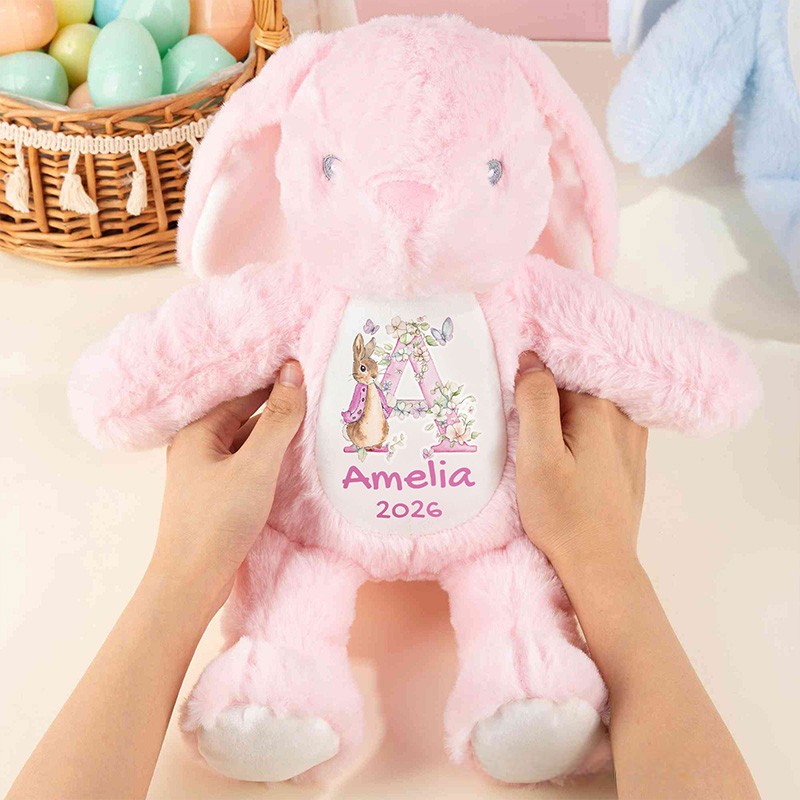 Personalized Baby Gift Theme Custom Name Soft Plush Bunny in Multiple Colors Cute Bunny Doll Toy