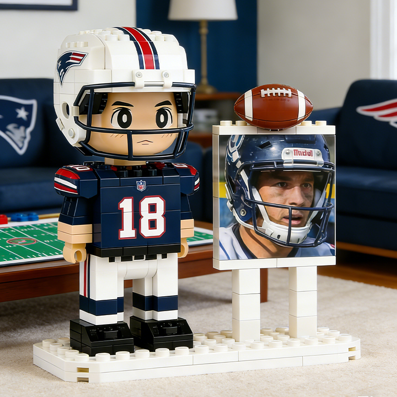 Custom NFL Football Player Brick Figure & Photo Display – Personalized Sports Collectible for NFL Fans