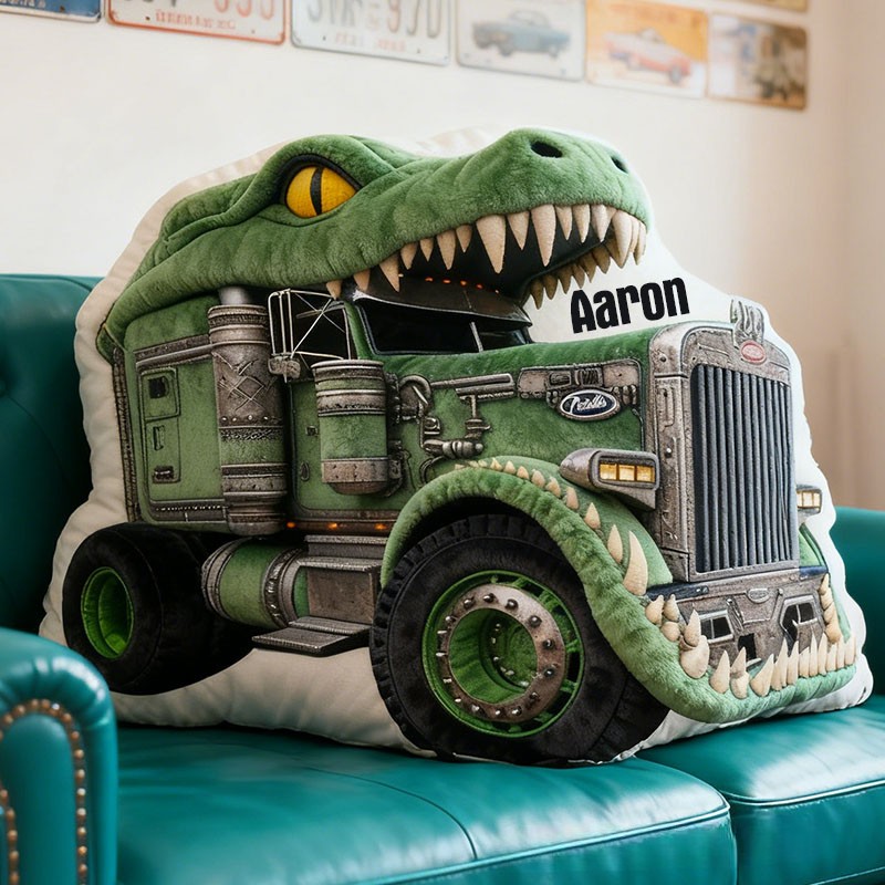 Personalized Green Dinosaur with Name Graphic 3D Print Pillow Christmas Gift for Kids or Baby Birthday Gift