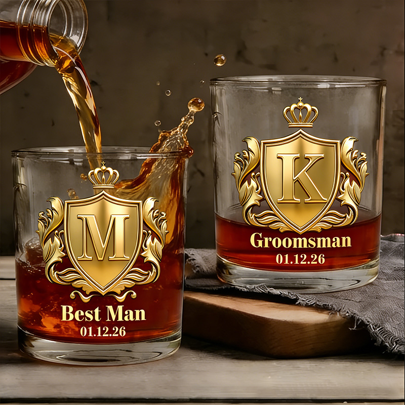 Personalized Monogrammed Men's Whiskey Glasses Groomsman Glasses Cup Bachelor Party Whiskey Glasses Best Man Gift Groom Gift