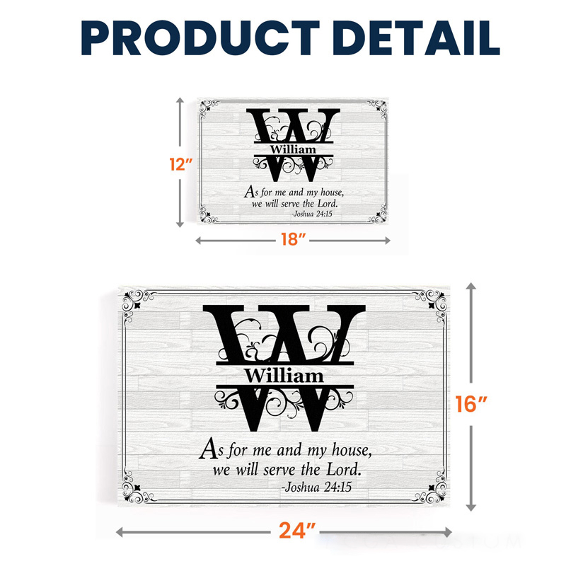 Personalized we will Serve the Lord with Initials of Family Name Frameless Poster with Name Wall Decor Home Decor Religious Gift 