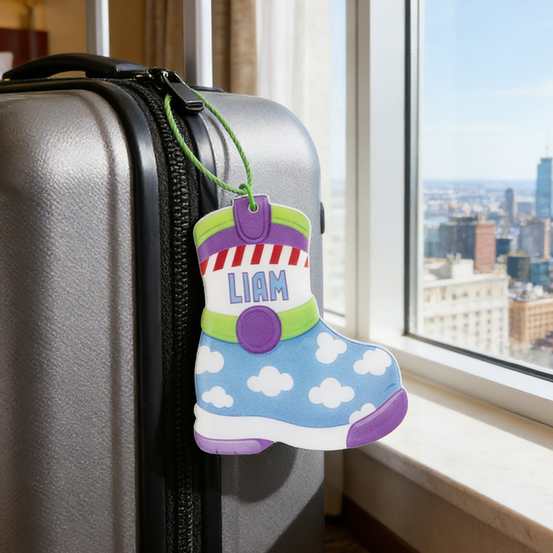 Personalized Sheriff Space Patrol Bag Backpack Tag Emergency Contact Keychain with Name and Text Back to School Gift for Boys Girls for Geek Lovers