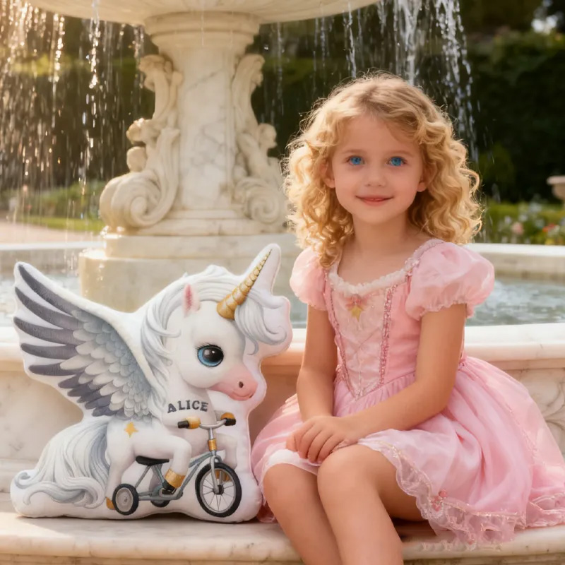 Personalized Angel Princess Pillow Cozy Dreaming Wing Princess Graphic 3D Print French Court Pillow Name Pillow Comfortable Travel Cushion for Kids Girls Riding Lovers