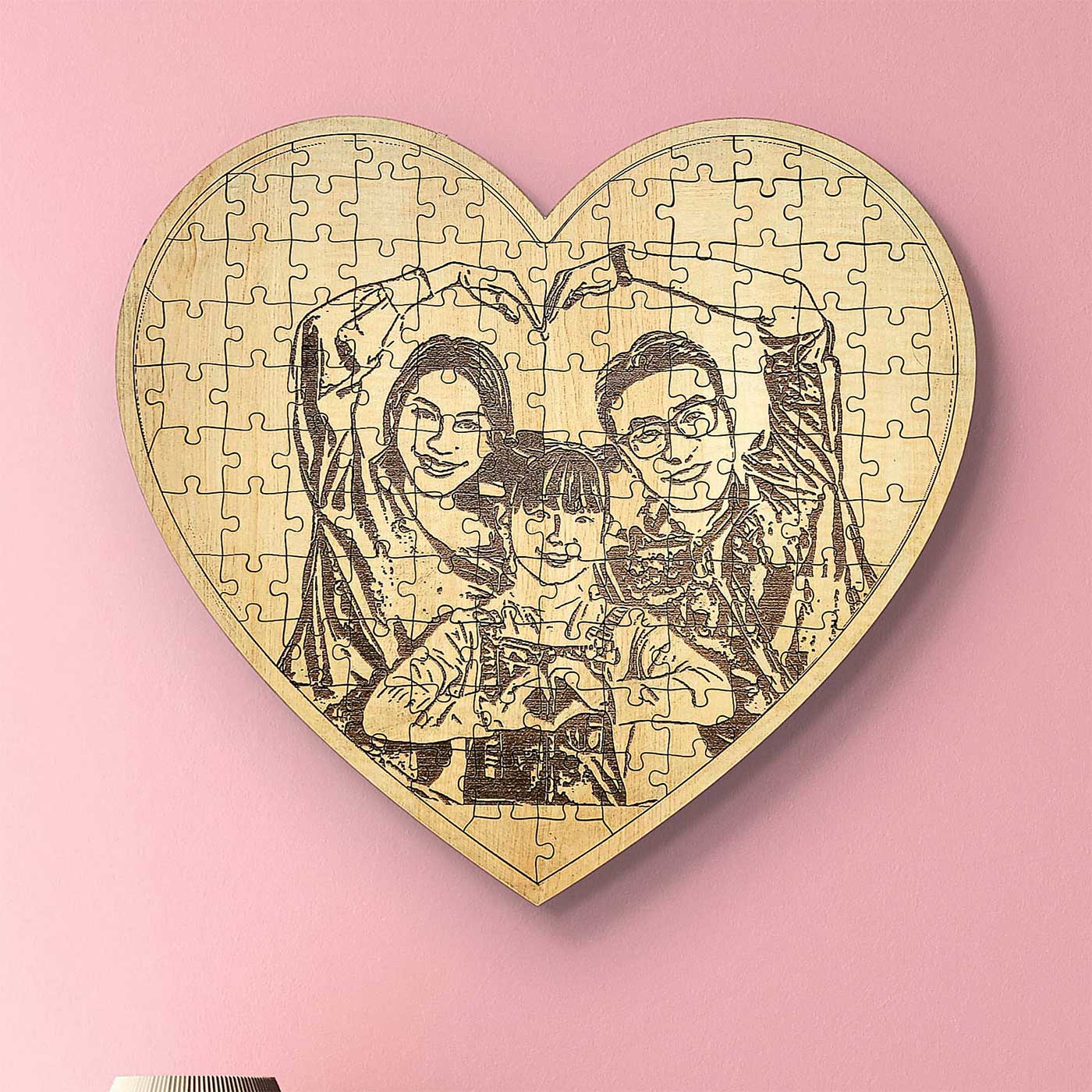 Personalized Heart Photo Wooden Puzzle Custom Couple Portrait Engraved Jigsaw Perfect for Anniversary Wedding or Valentine Gift