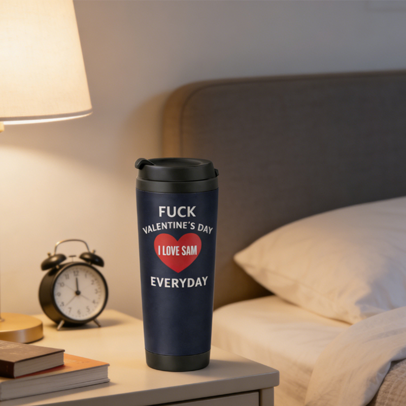 Personalized Couple Tumbler Fuck Valentine’s Day but I Love You Everyday Stainless Steel Engraved Heat Retention Gift for Lovers