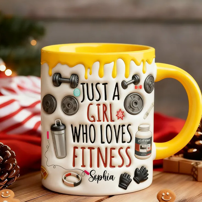 Personalized Just A Girl Who Loves Fitness Gym Mug Gift for Her Kid Weightlift Gym Gift Lovers