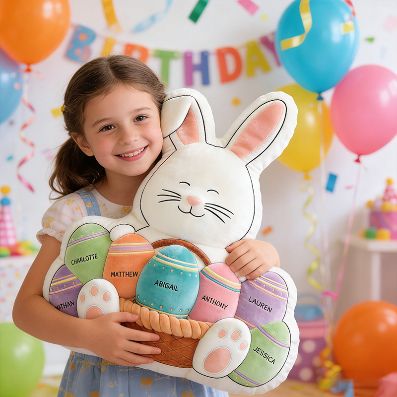 Personalized Easter Family Pillow Custom Name Pillow for Girls Kids Family Gift