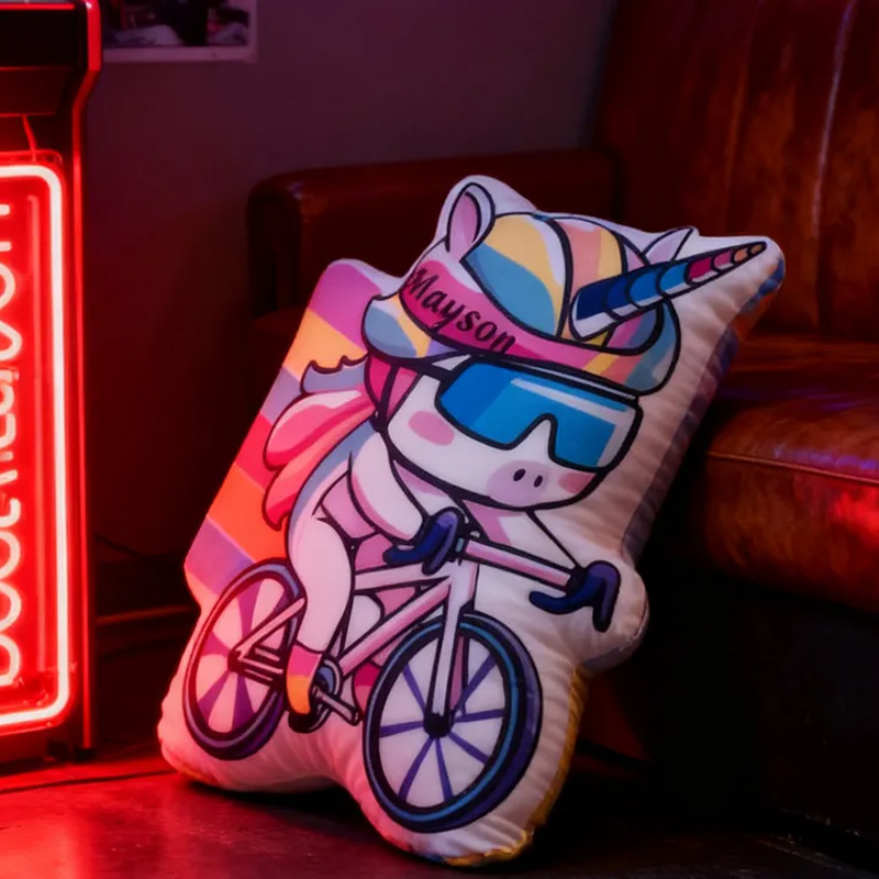 Personalized Cyberpunk Bike Pillow Cozy Graphic 3D Print Gamer Pillow Name Pillow Comfortable Travel Cushion for Kids Girls Riding Lovers