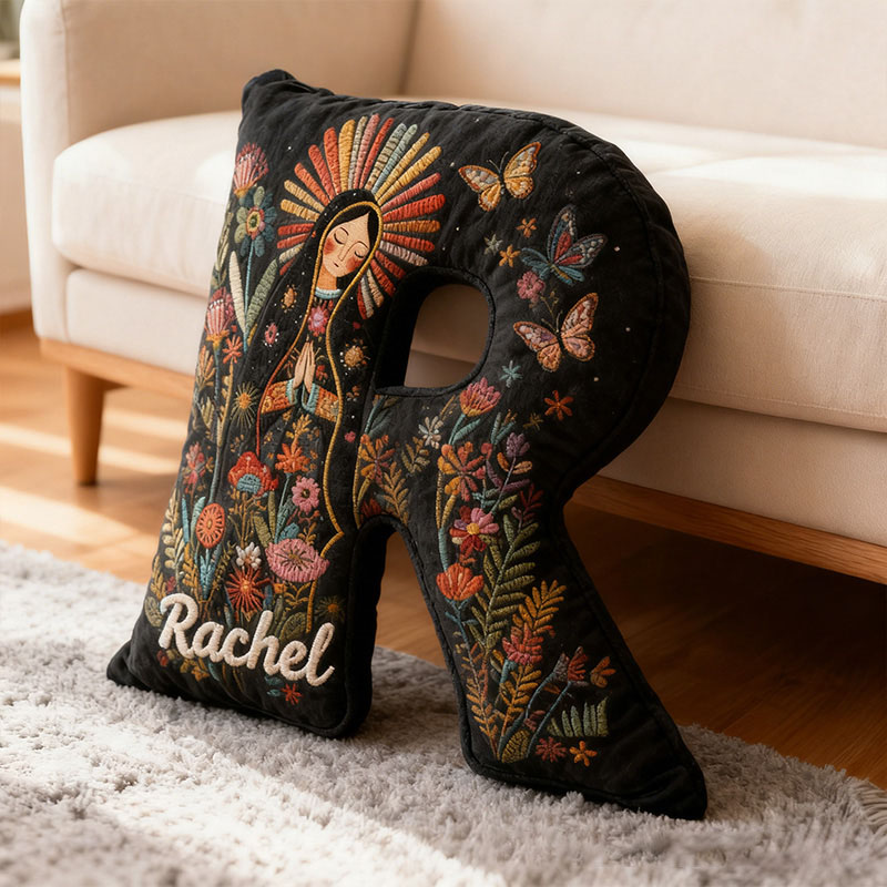 Personalized Our Lady of Guadalupe Letter Pillow with Name Catholic Home Decor Religious Gift Blessed Virgin Gift Graphic 3D Print Pillow