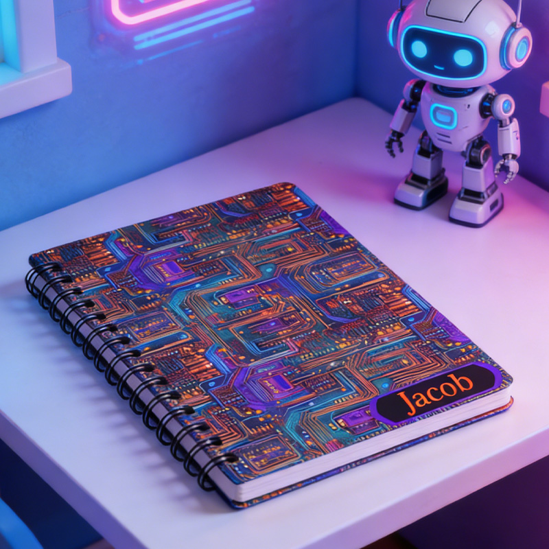 Personalized High Tech Spiral Notebook Colorful Circuit Board Design Engineer Electrician for Geek Lover