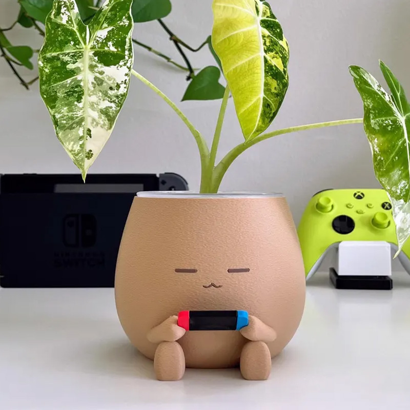 Personalized 3D Printed TOT with a Game Controller Planter Pot Cozy Gaming Cute Desk Decor Gaming Airplant Succulent Holder Gift for Gamer Geek Lover