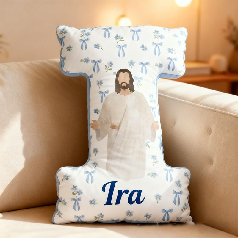 Personalized Jesus Love you Letter Pillow with Name Christian Home Decor Religious Gift Birthday Gift Jesus Lover Pillow Graphic 3D Print Pillow