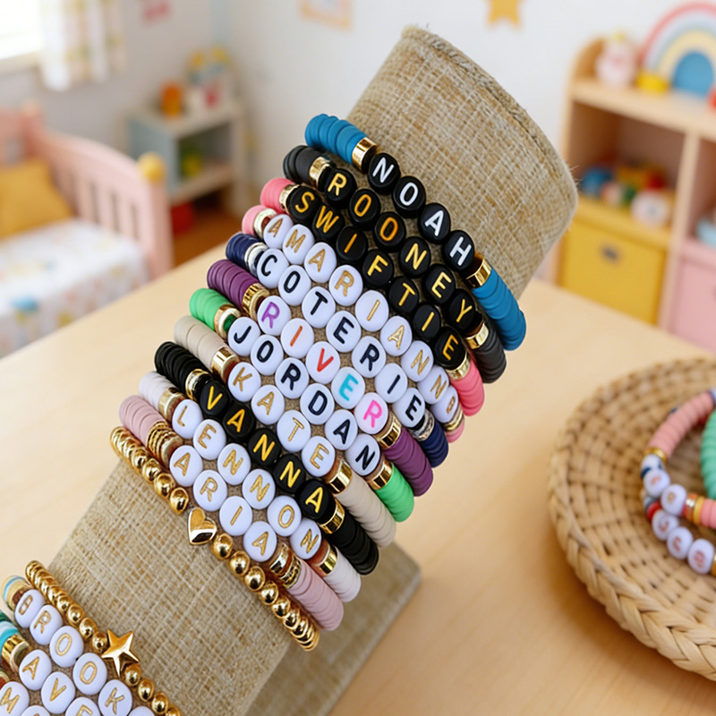 Personalized Kid’s Bracelet Custom Child Bracelet Custom Name Gift for Kids Jewelry for Toddlers Bracelet Stretchy Bead Bracelets gift for boy and girl