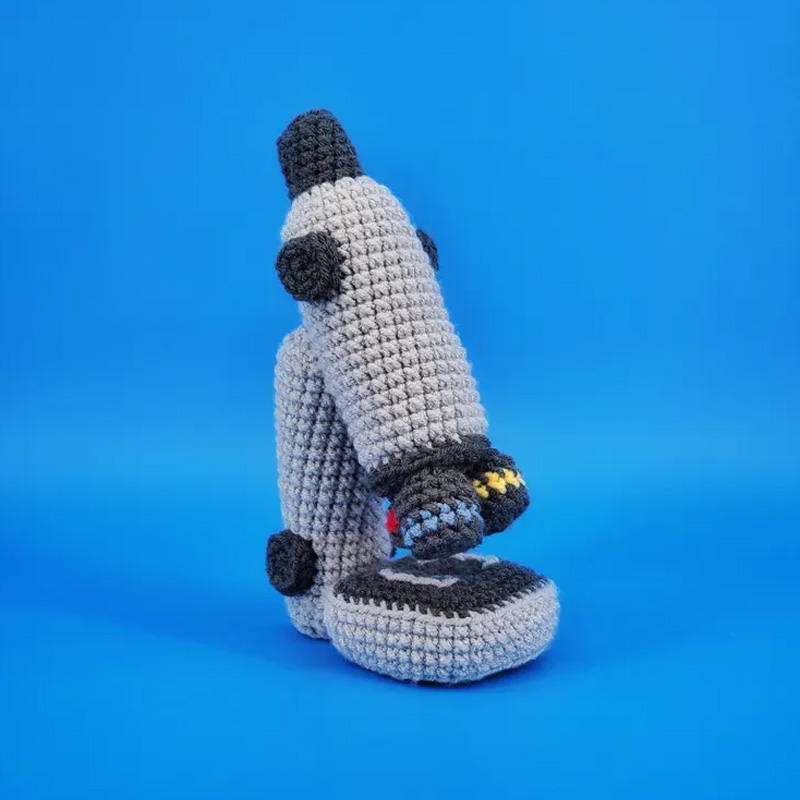 Personalized Amigurumi Toy Biology Plushie Microscope Crochet Toy Science Decor Gift for Geek Lover