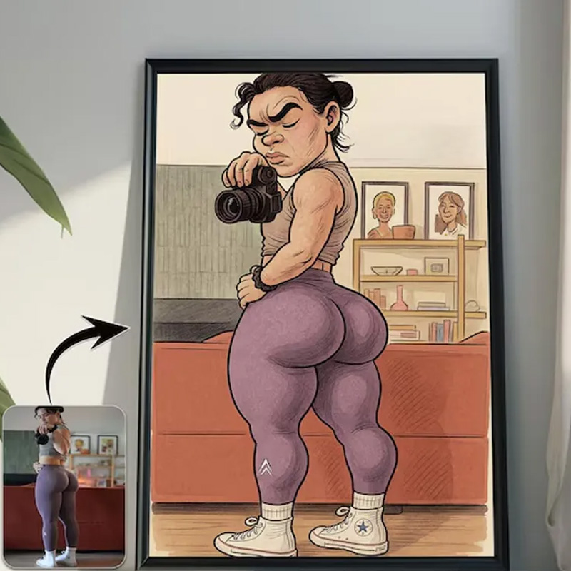 Personalized Gym Lover Couple Portrait Fitness Gifts Cartoon Weightlifter Portrait Bodybuilding Poster Fitness Gym Weightlifting Gym Gift ideas for Gym Lovers
