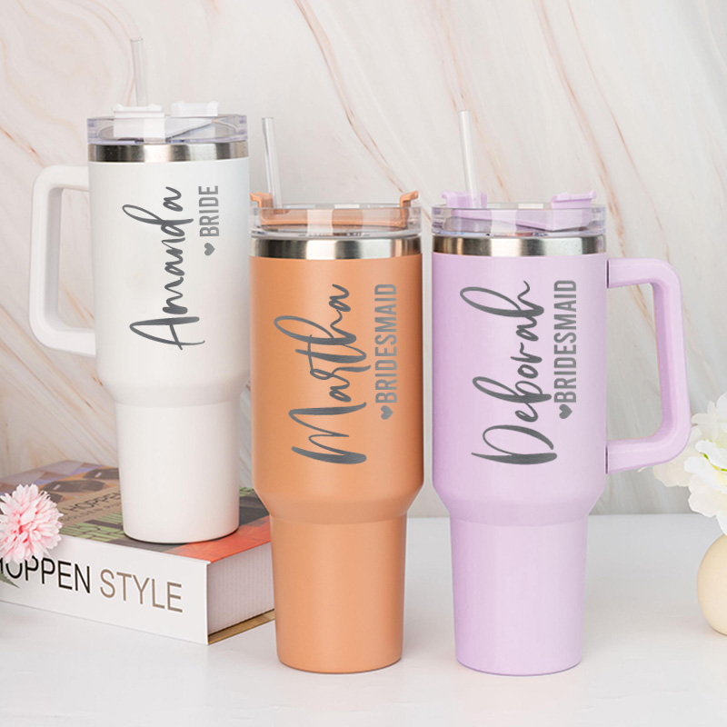 Personalized Stylish Bridesmaid Name 40oz Tumbler Maid of Honor Tumbler with Lid and Straw Bride Bachelorette Party Gift for Her Bridal Shower Tumbler