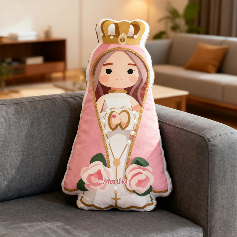 Personalized Virgin Mary Floral Pillow with Custom Name Religious Home Decor Catholic Prayer Gift for Girls Graphic 3D Print Pillow