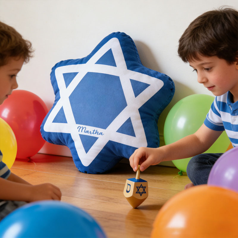 Personalized Hanukkah Pillow Star of David Pillow with Name Jewish Holiday Decoration Festive Home Decor Religious Gift Hanukkah Gift 