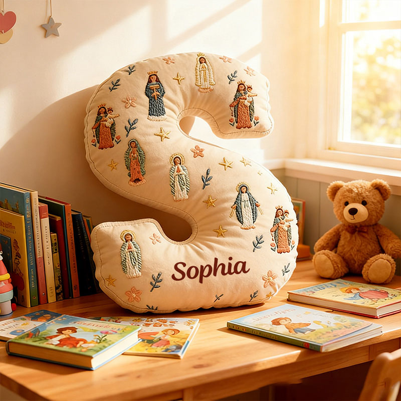 Personalized Virgin Mary Letter Pillow with Custom Name  Graphic 3D Print Pillow Home Decor Religious Gift Catholic Gift for Women