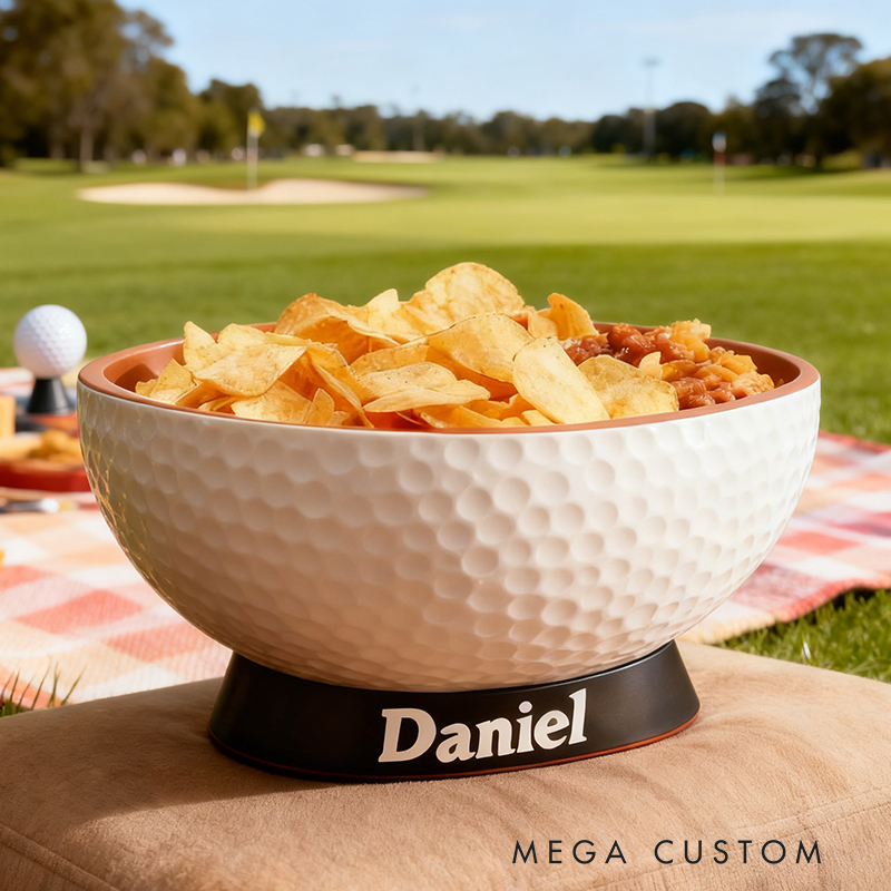 Personalized Golf Snack Bowl - Custom Name Golf Shaped Snack Holder for Game Day, Tailgating & Sports Fans