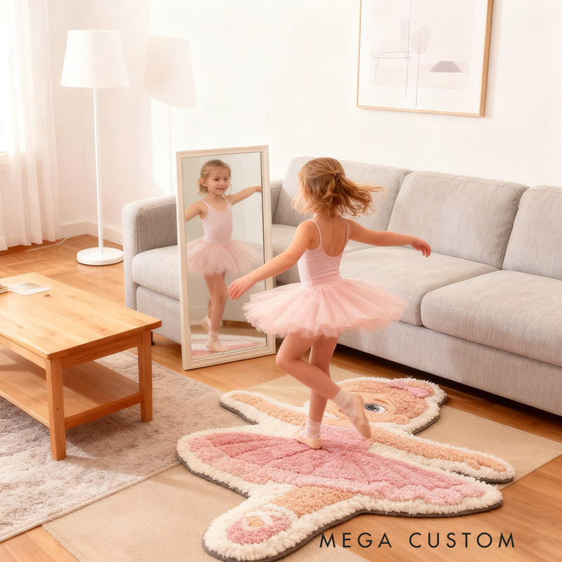 Personalized Ballet Dancers Carpet with Your Name for Kids Unique Decorative Carpet for Girls' Room and Dance Studio