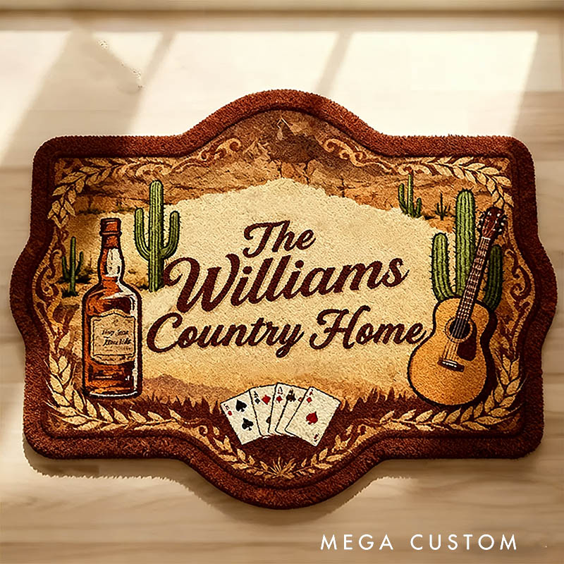 Personalized West Cowboy Guitar Home Doormat Country Music Home Doormat Custom Family Doormat New Home Gift Housewarming Gift Closing Gifts First Home Gifts Home Decor